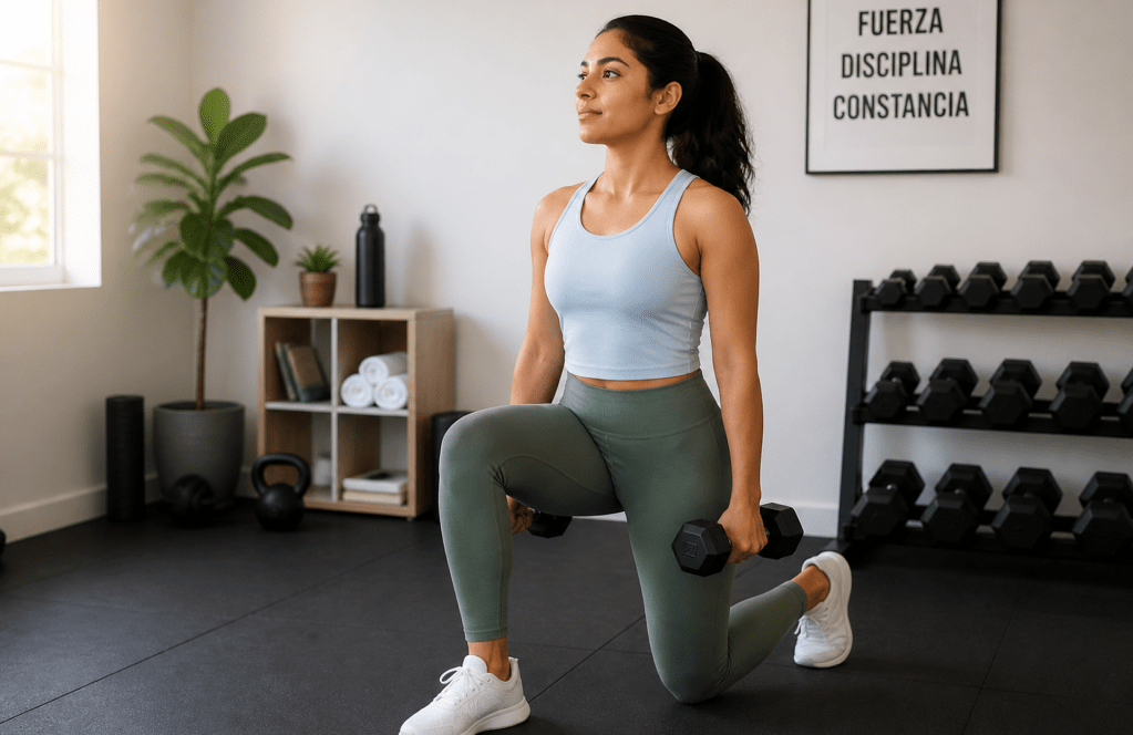 chica haciendo ejercicio en un salon